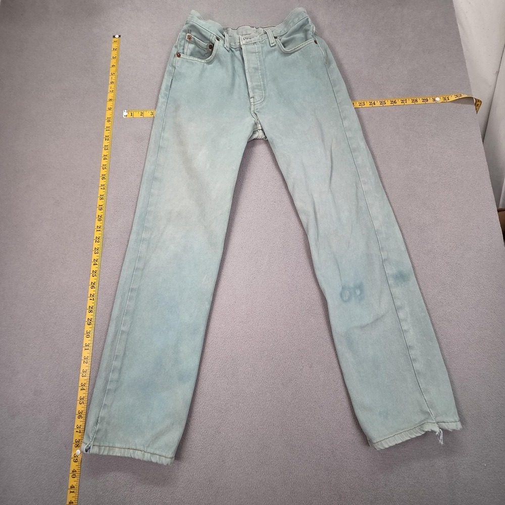 Levis Jeans Womens Green High Rise‎ Straight Button Fly Distressed Fits 22x28